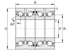推力角接觸球軸承 ZKLN2557-2RS-2AP, 配對，雙向，兩側(cè)唇密封