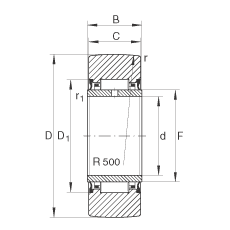 支撐型滾輪 NA2205-2RSR, 無(wú)軸向引導(dǎo)，兩側(cè)唇密封