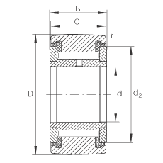 支撐型滾輪 NATV40-PP, 滿裝滾針，軸向引導(dǎo)，兩側(cè)用推力滑動墊圈