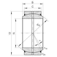 關(guān)節(jié)軸承 GE35-DO-2RS, 根據(jù) DIN ISO 12 240-1 標(biāo)準(zhǔn), 需維護(hù)，兩側(cè)唇密封