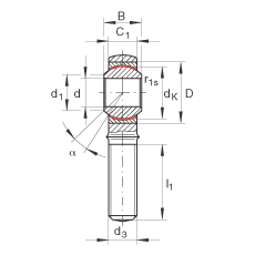 桿端軸承 GAKL14-PW, 根據(jù) DIN ISO 12 240-4 標準，帶左旋外螺紋，需維護