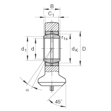 液壓桿端軸承 GK25-DO, 根據(jù) DIN ISO 12 240 標(biāo)準(zhǔn)，帶焊接面，需維護