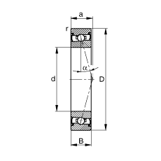 主軸軸承 HSS7008-C-T-P4S, 調(diào)節(jié)，成對安裝，接觸角 α = 15°，兩側(cè)唇密封，非接觸，加嚴公差