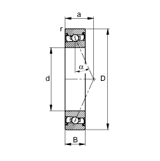 主軸軸承 HSS7016-E-T-P4S, 調(diào)節(jié)，成對安裝，接觸角 α = 25°，兩側(cè)唇密封，非接觸，限制公差