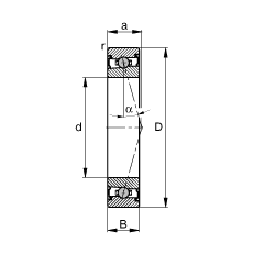 主軸軸承 HCS71908-C-T-P4S, 調節，成對安裝，接觸角 α = 15°，兩側唇密封，非接觸，限制公差