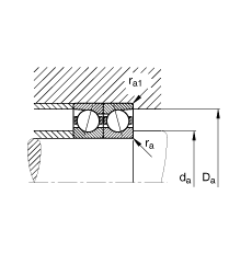 主軸軸承 B7022-E-T-P4S, 調節，成對或單元安裝，接觸角 α = 25°，限制公差
