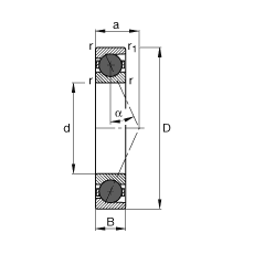 主軸軸承 HCB71934-E-T-P4S, 調節，成對或單元安裝，接觸角 α = 25°，陶瓷球，限制公差