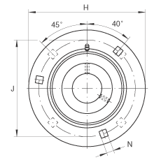 軸承座單元 GRA45, 帶三個(gè)/四個(gè)螺栓孔的法蘭的軸承座單元，沖壓鋼板，偏心鎖圈，P 型密封