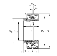 調心滾子軸承 23240-B-K-MB + H2340, 根據(jù) DIN 635-2 標準的主要尺寸, 帶錐孔和緊定套